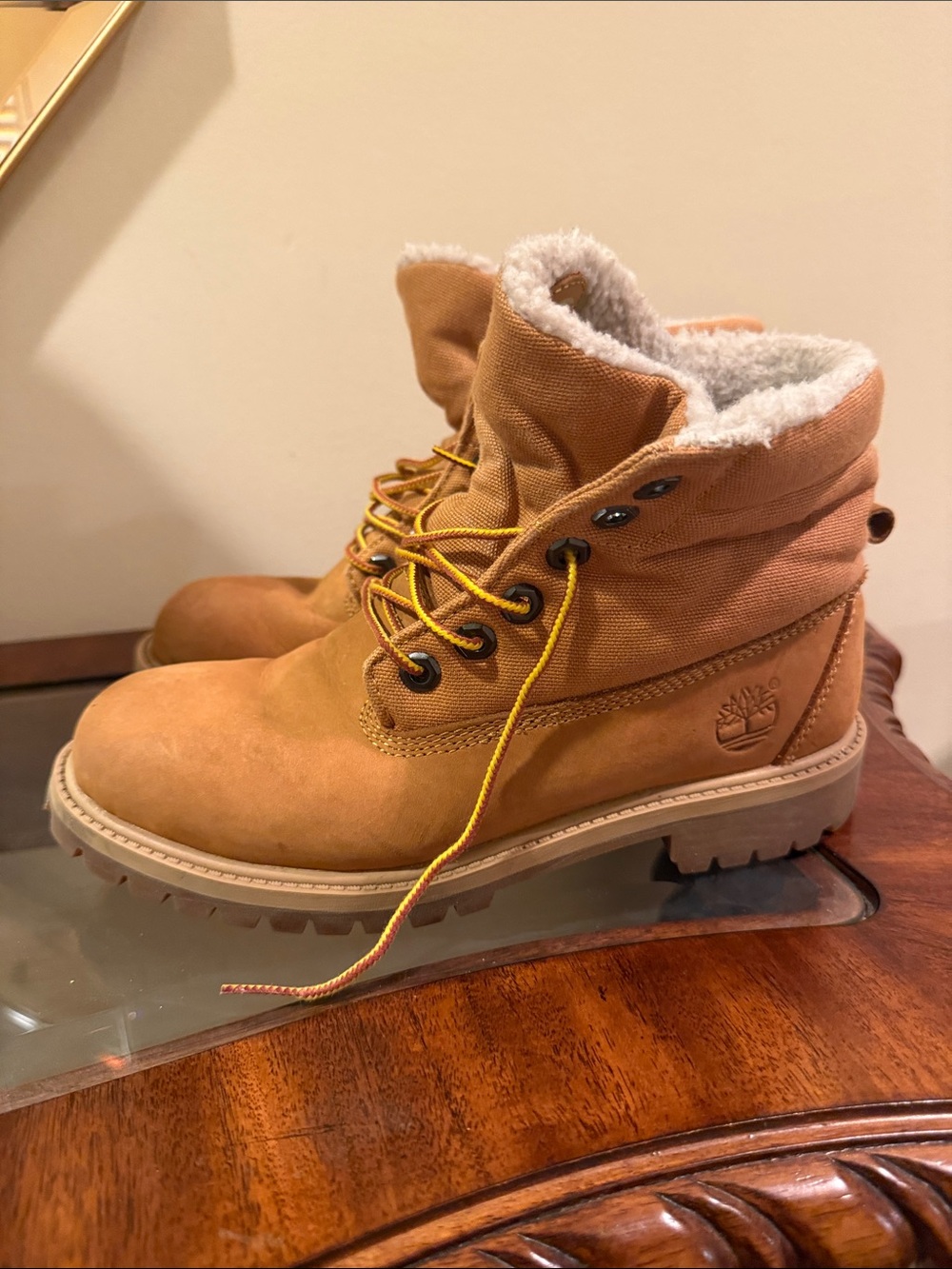 Timberland Wheat Fleece-Lined Lace-Up Boots